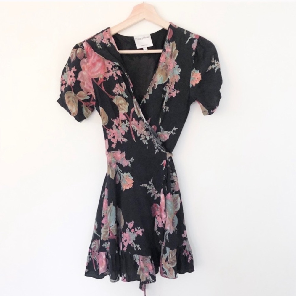 Privacy Please Floral Wrap Mini Dress (XS)